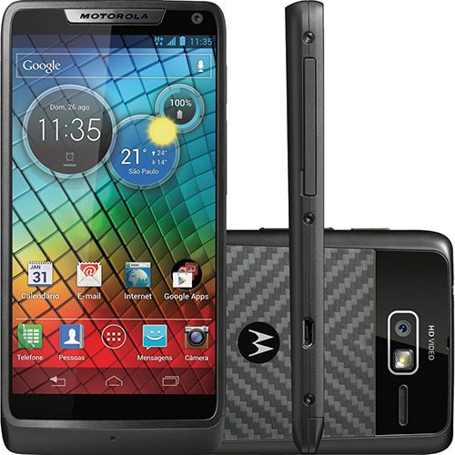 Smartphone Motorola RAZR i, GSM, Preto, Processador Intel In